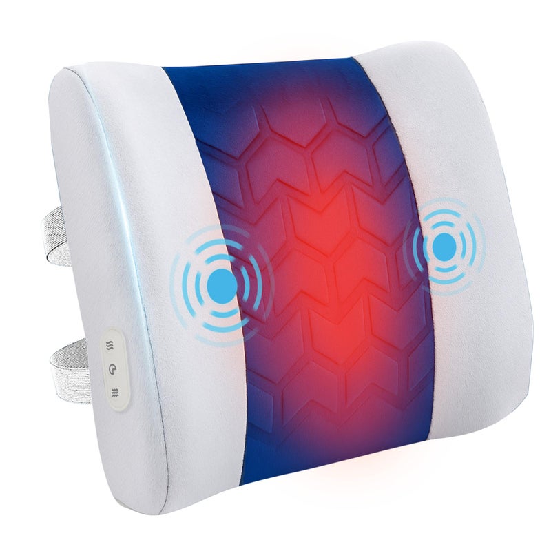 CILI Lumbar Support Pillow for Office Chair, Heated Back Support with Vibration, Back Massager for Chair, Rest Cushion Pillow for Desk Chair Sofa, Gifts for Mom Dad Women Men(Blue) - Image 1