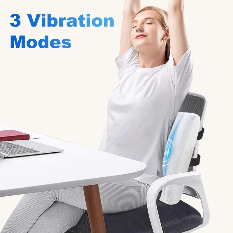 CILI Lumbar Support Pillow for Office Chair, Heated Back Support with Vibration, Back Massager for Chair, Rest Cushion Pillow for Desk Chair Sofa, Gifts for Mom Dad Women Men(Blue) - Image 2