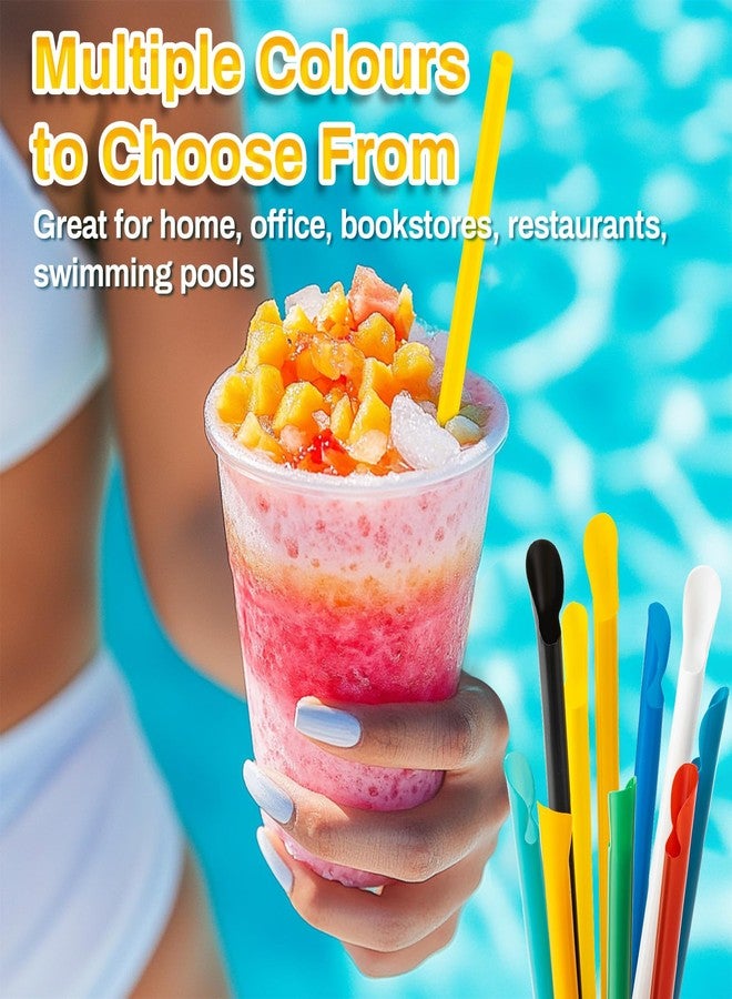 RAINFLOW 60 PCS Snow Cone Spoon Straws - Slushie Straws with Spoon Plastic Disposable Individually Wrapped Colorful for Smoothie Milkshake Snow Cone Cups - Image 5