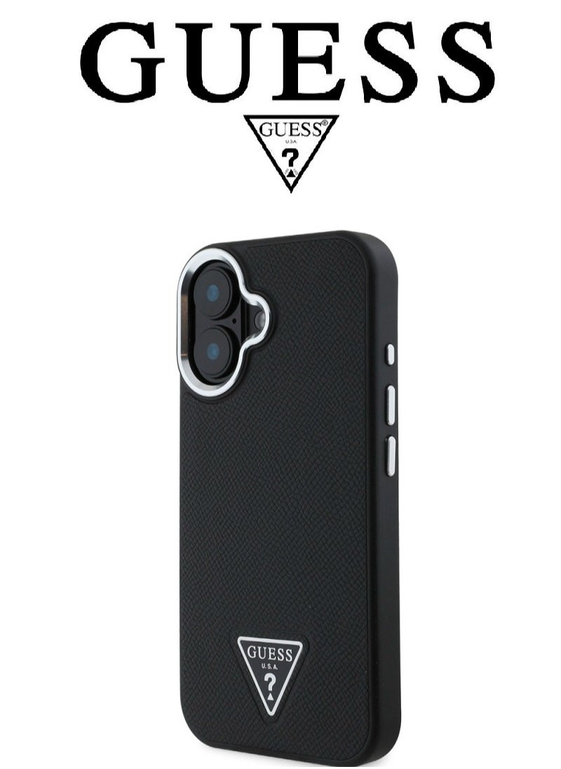CG MOBILE iPhone 16 case, iphone case Supports Magsafe wireless charging, leather iphone cover, with French design and original GUESS brand logo, from CG Mobile.Black  - Image 2