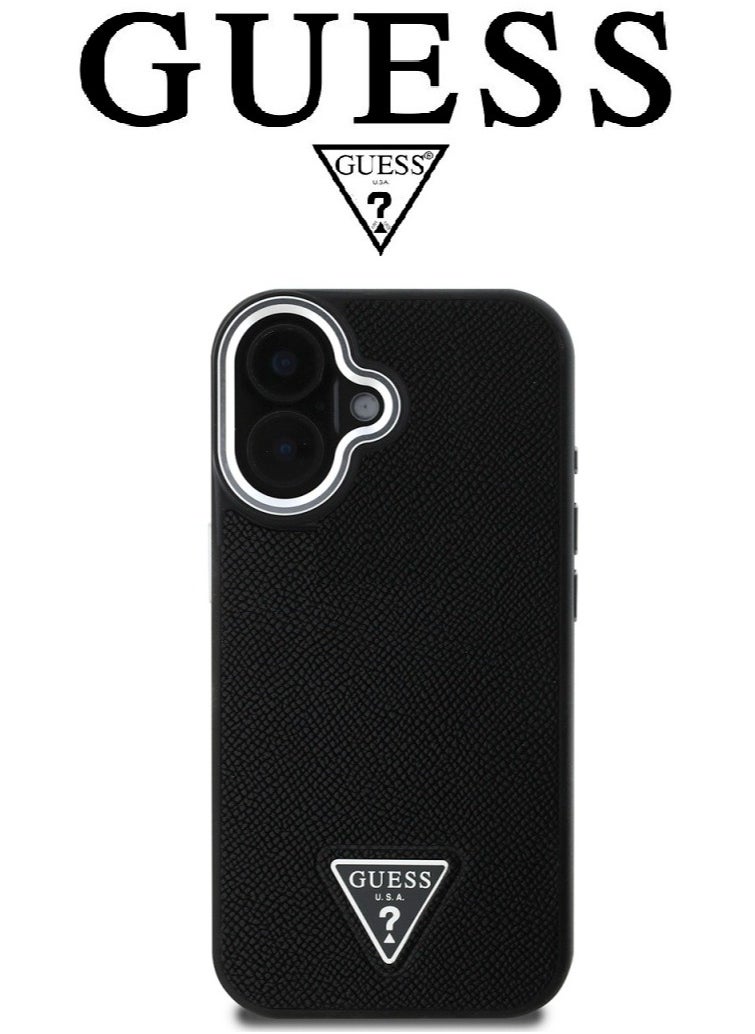 CG MOBILE iPhone 16 case, iphone case Supports Magsafe wireless charging, leather iphone cover, with French design and original GUESS brand logo, from CG Mobile.Black  - Image 3