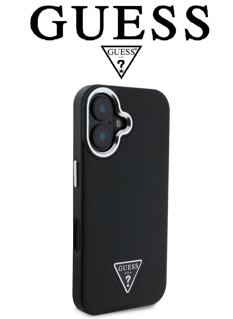 CG MOBILE iPhone 16 case, iphone case Supports Magsafe wireless charging, leather iphone cover, with French design and original GUESS brand logo, from CG Mobile.Black  - Image 4
