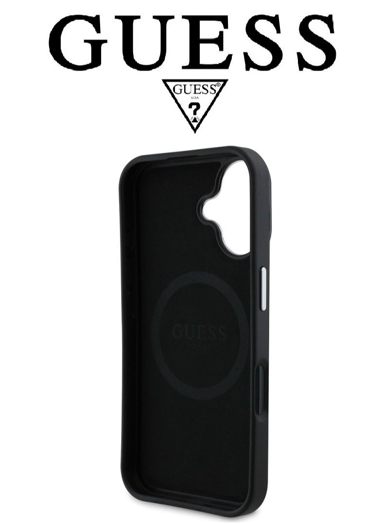 CG MOBILE iPhone 16 case, iphone case Supports Magsafe wireless charging, leather iphone cover, with French design and original GUESS brand logo, from CG Mobile.Black  - Image 5