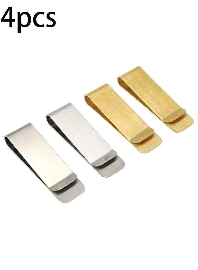 Ailily 4PCS Metal Money Clip Set - Stainless Steel and Brass Clips for Cash and Credit Cards. - Image 1