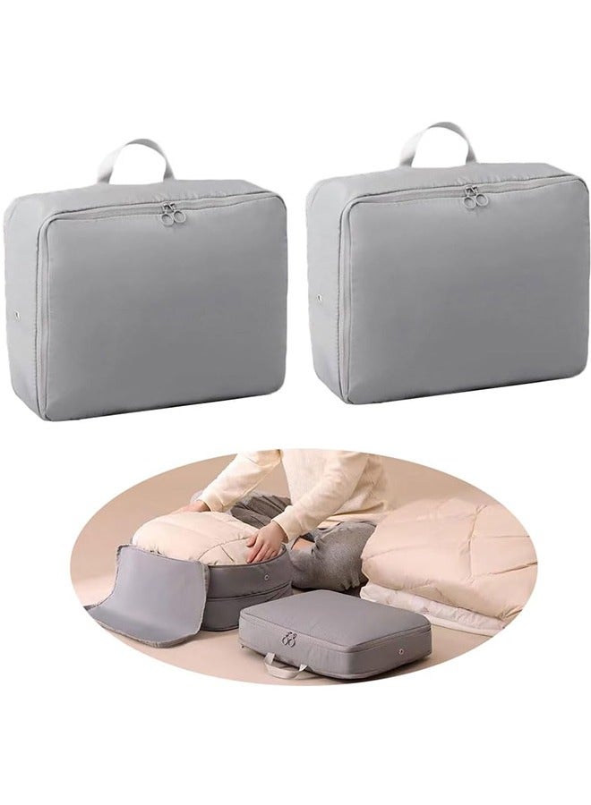 JCB CHIC Space Saver Compression Bags,2PCS Travel Clothes Storage Bags for Down Coat,Cotton-padded Jacket Zipper Bag,Reusable Clothes Storage Organizer (Grey)  - Image 1