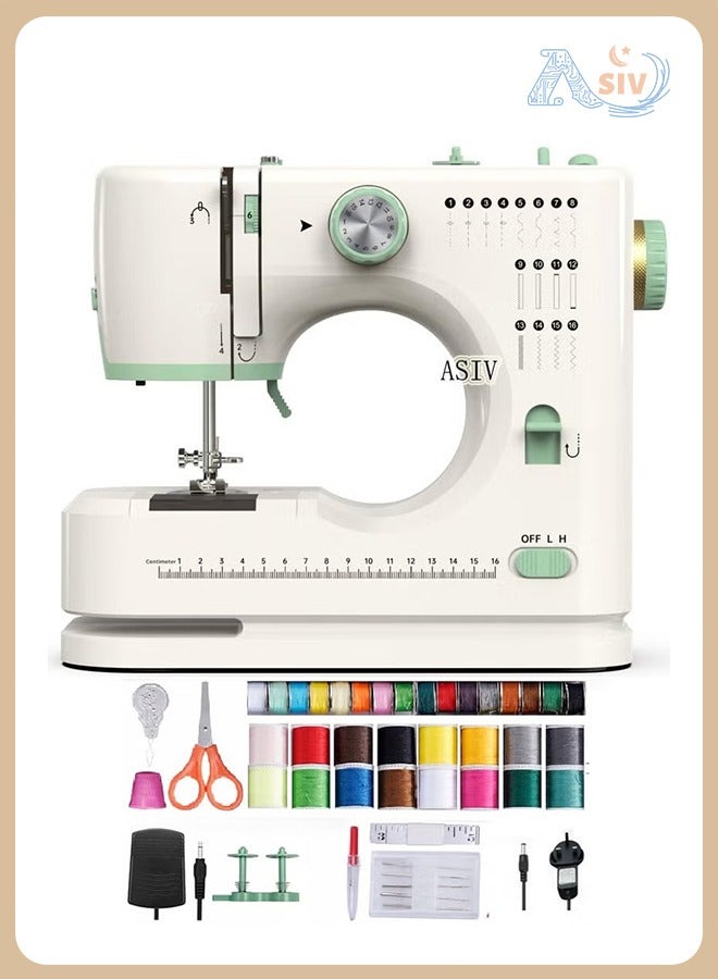 أسيف آلة خياطة كهربائية | تصميم سهل للمبتدئين | آلة منزلية بإبرة مزدوجة وخيط مزدوج مع 16 نمط غرزة - Image 1