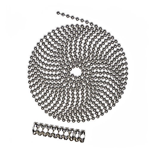 BALL CHAIN 10 Foot Length Ball Chain, Number 10 Size, Nickel Plated Brass, & 10 Matching B Couplings - Image 1
