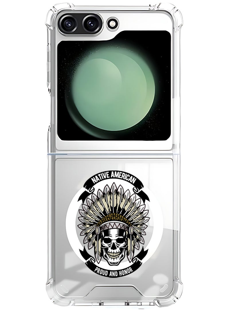 Theodor Magnetic Case for Samsung Galaxy Z Flip 5 Compatible with MagSafe Wireless Charging, Shockproof Phone Bumper Cover Native american - Image 1