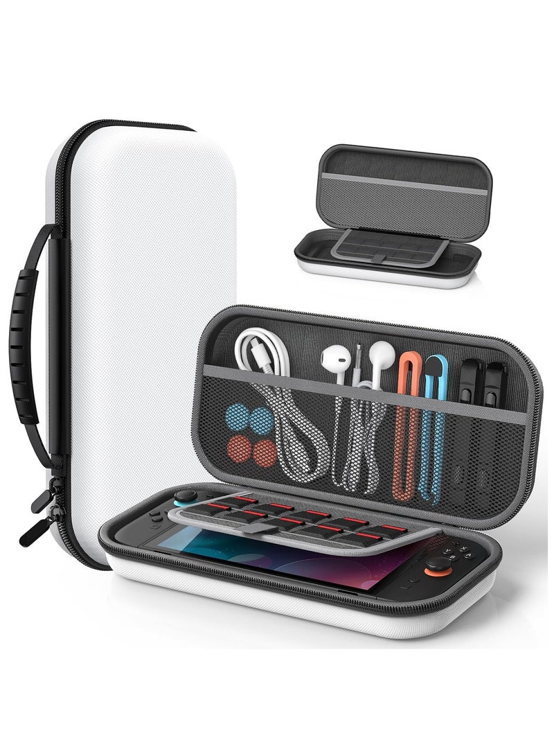 NNEWVANTE Carry Slim Case for Switch 2 (2025)Switch/OLED, Hard Shell Portable Case with Soft Lining, High Capacity, Lightweight, 10 Game Slots, Durable Ballistic Nylon, Accessories Switch 2（White) - Image 1