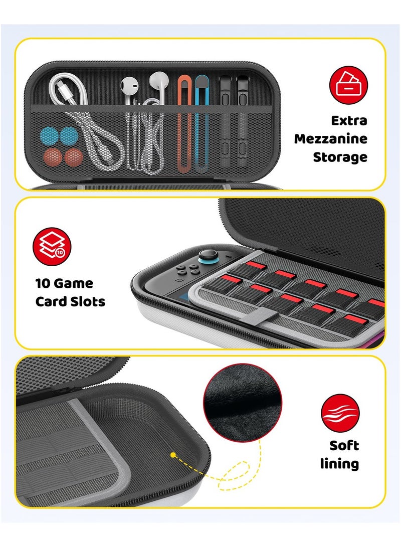 NNEWVANTE Carry Slim Case for Switch 2 (2025)Switch/OLED, Hard Shell Portable Case with Soft Lining, High Capacity, Lightweight, 10 Game Slots, Durable Ballistic Nylon, Accessories Switch 2（White) - Image 3