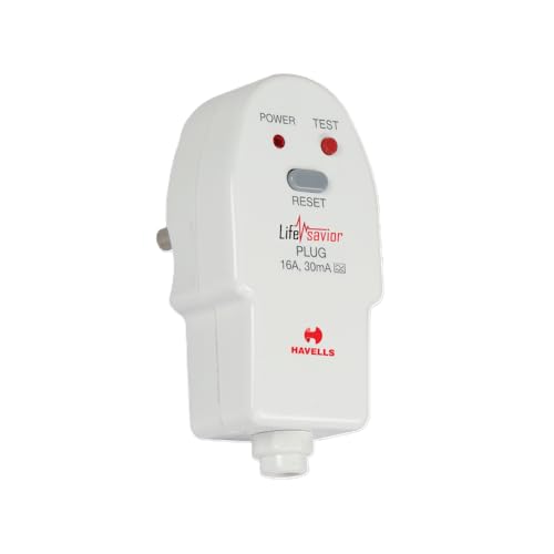 Havells Plastic 16A 30mA PRCD Plug Top, Equipped with a Safety Shutter Socket Along with An Auto Trip Feature Which Shuts Off if Detects Any Current Leakage, Backup Protection for Overload 6IEC: 61540 - Image 1