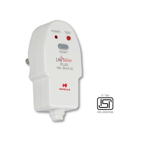 Havells Plastic 16A 30mA PRCD Plug Top, Equipped with a Safety Shutter Socket Along with An Auto Trip Feature Which Shuts Off if Detects Any Current Leakage, Backup Protection for Overload 6IEC: 61540 - Image 2