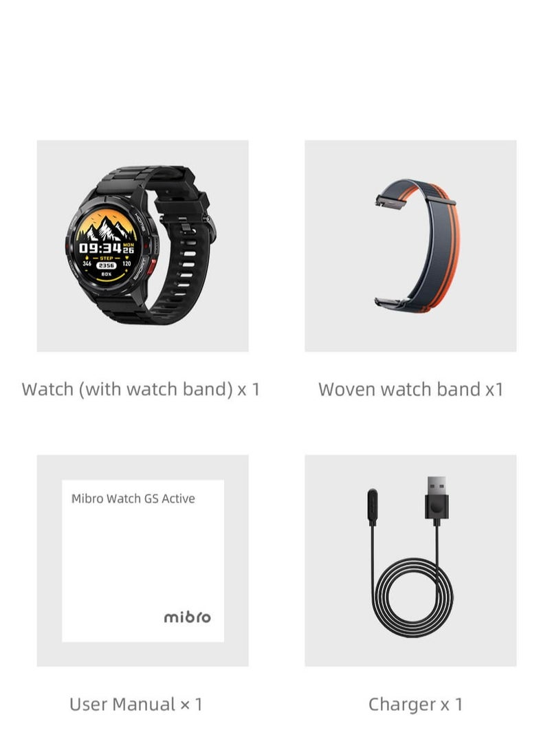 ميبرو أكتيف، شاشة AMOLED مقاس 1.3 بوصة، نظام تحديد المواقع العالمي GPS، مستشعر حركة 10 محاور، خوارزمية تمرين Seek Beats Seek Beats، إدارة الصحة على مدار 24 ساعة، حزام مزدوج، أسود - Image 3