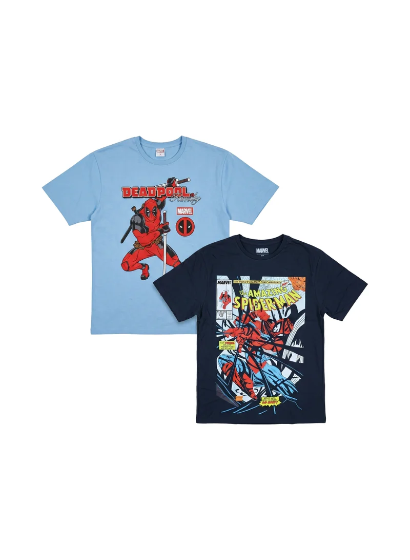 مارفل Marvel Superheroes Men’s Graphic Printed T-Shirt (Pack of 2)