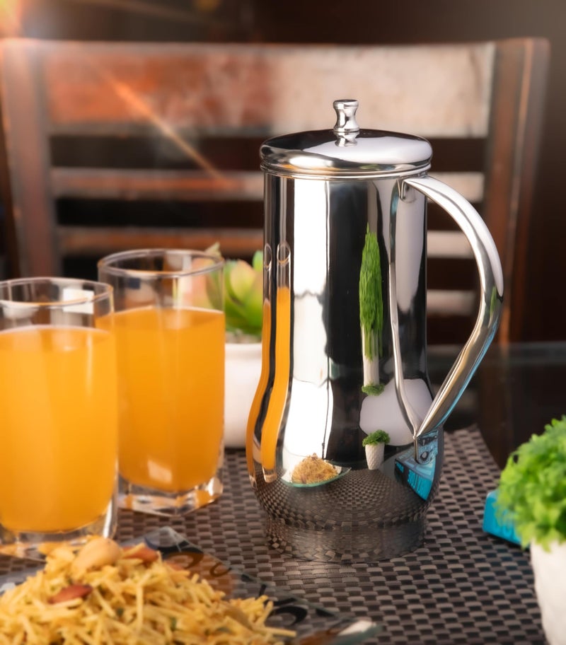 FnS Magnum Stainless Steel Strong and Durable Water Pitcher/Jug | Rust-Resistant | Ideal for Water Storage | Dishwasher Safe | Elegant Design | Perfect for Home and Events (1.2 LTR) - Image 1