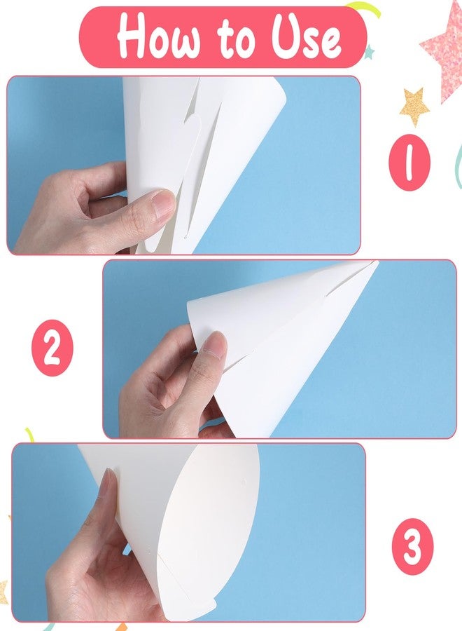 Elegaperma 10 Pcs White Cone Hat,White Christmas Paper Party Hats,Cheap Dunce Hats for Kids & Adults,Birthday DIY Party Hat Crafts with Elastic Cord,Perfect for Christmas or Kids Birthday - Image 3