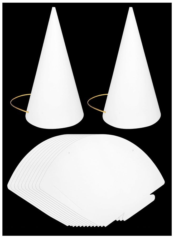 Elegaperma 10 Pcs White Cone Hat,White Christmas Paper Party Hats,Cheap Dunce Hats for Kids & Adults,Birthday DIY Party Hat Crafts with Elastic Cord,Perfect for Christmas or Kids Birthday - Image 1