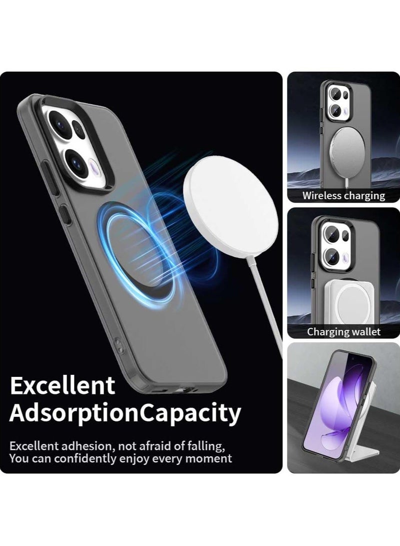 Frosted Magnetic Case Compatible with OPPO Reno 13 5G, Supports Wireless Charging, Four Corner Airbag Anti Drop Clear Shell Cover for OPPO Reno 13 - Image 3