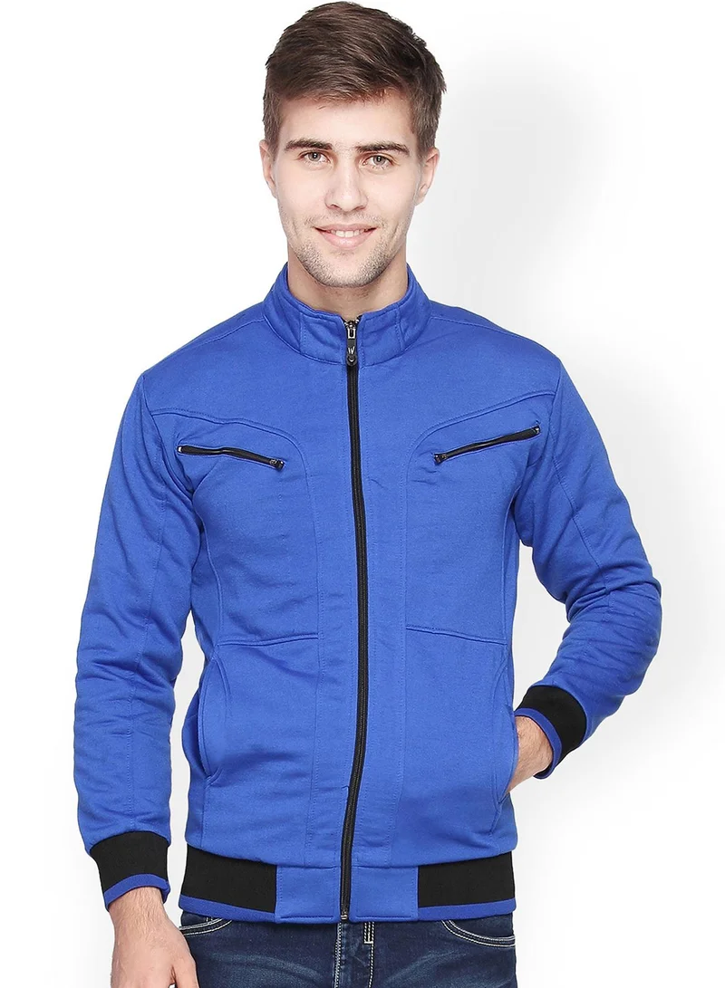 Men's Electric Blue Utility Panel-Knit Jacket