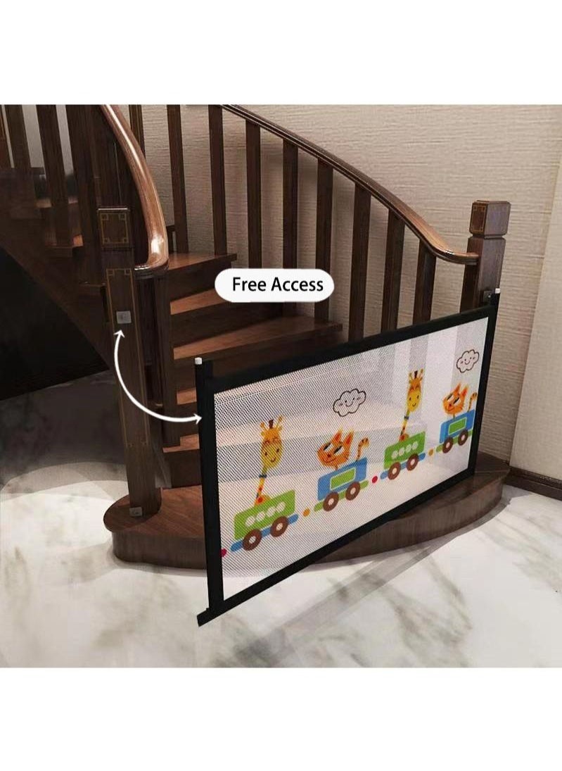 EZdenK - Stretchable Magic Pet Gate Baby Rail Net for The House Stairs Providing a Safe Enclosure for Pets to Play and Rest 4 Hooks Outdoor and Doorways Pet Isolation Net Fence No Drill - Image 1