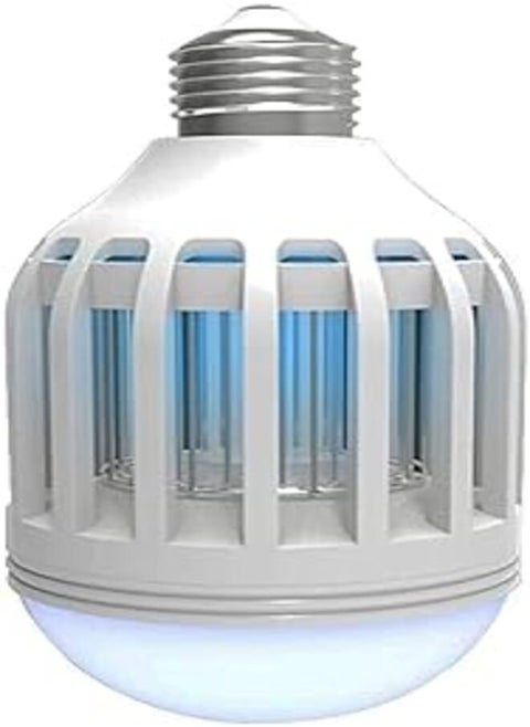 Light Bulb 2 in 1 Mosquito Killer Lamp LED Electronic Insect & Fly Killer Indoor & Outdoor Insect Zapper insect traps, Fly Zapper Safe & Non-Toxic Silent & Effortless Operation pest control (White)