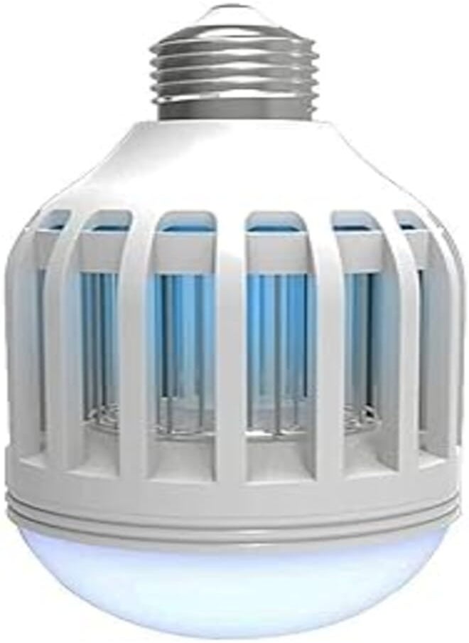 Light Bulb 2 in 1 Mosquito Killer Lamp LED Electronic Insect & Fly Killer Indoor & Outdoor Insect Zapper insect traps, Fly Zapper Safe & Non-Toxic Silent & Effortless Operation pest control (White)