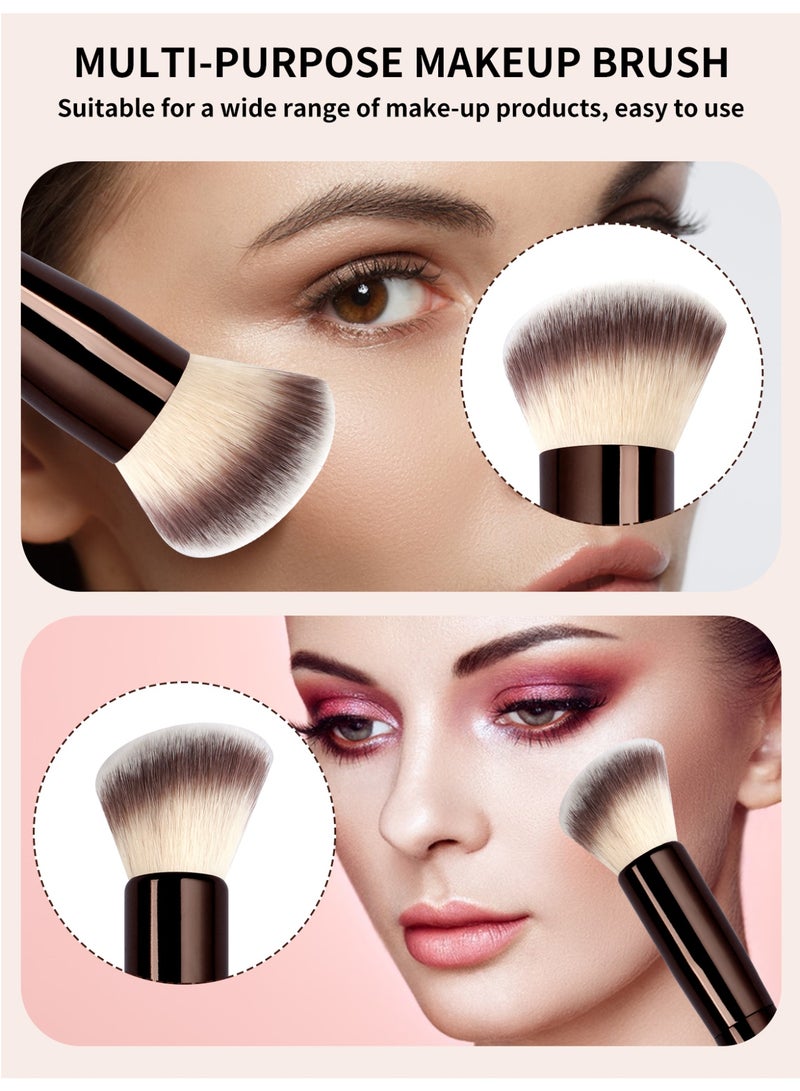 MAANGE فرشاة أساس مزدوجة الطرف بزاوية دائرية لكونتور البودرة والسوائل والكريمات والكونسيلر والبلشر، بني - Image 5