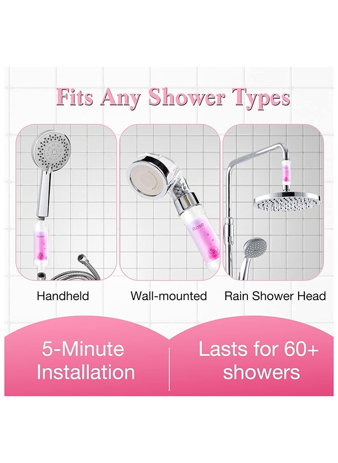 SKY-TOUCH Vitamin Shower Filter : Aromatherapy Hard Water Softener Chlorine & Fluoride Shower Filter Easy Installation for Universal Output Showerhead for Healthier Skin & Hair (Rose)  - Image 5