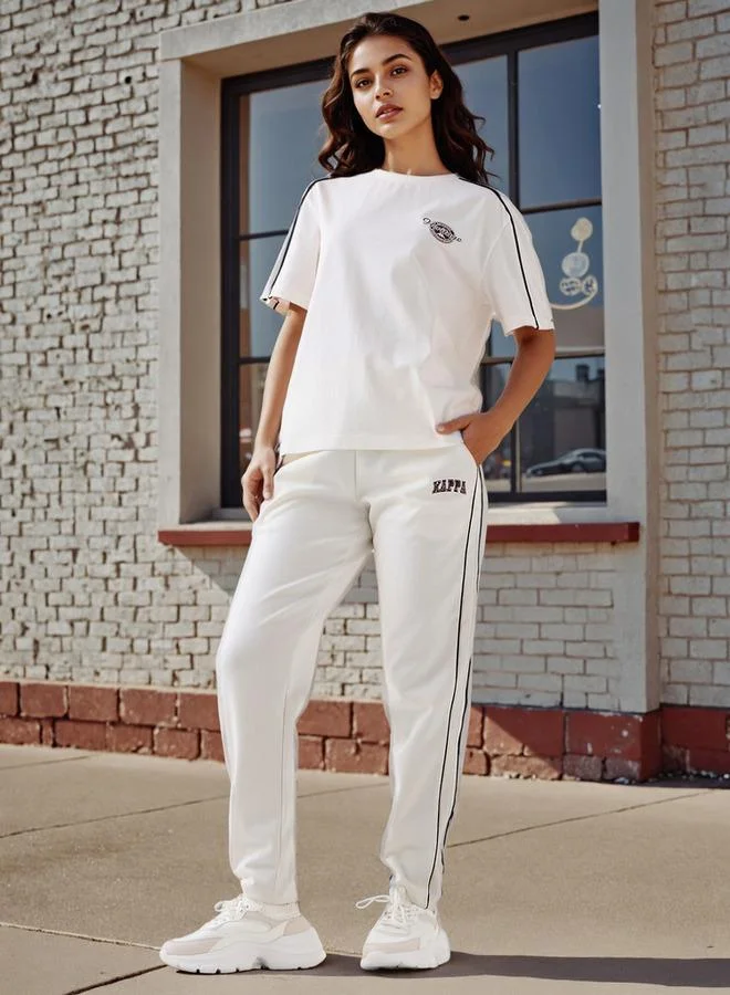 كابا بنطلون رياضي بطبعة شعار كابا مع لوحة جانبية متباينة