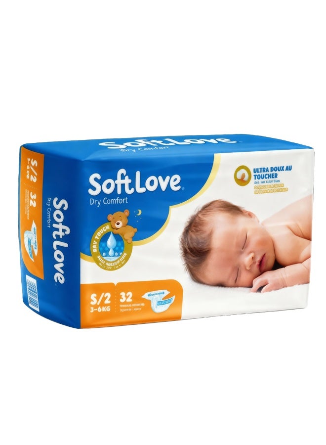 3>6kg  S/2  Baby Diaper 32’s S2