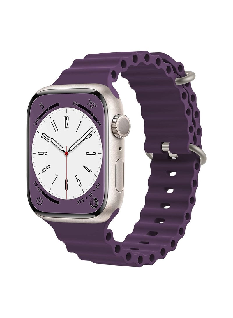 سوار أوشن من السيليكون الناعم متوافق مع ساعة أبل الترا باند 49 ملم، 45 ملم، 44 ملم، 42 ملم للرجال والنساء، أحزمة قابلة للتعديل عالية الجودة - Image 3