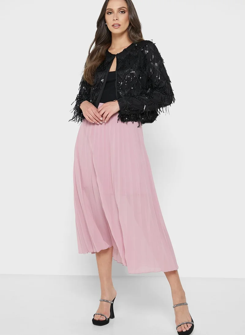 QUIZ Pleated Detail Chiffon Skirt