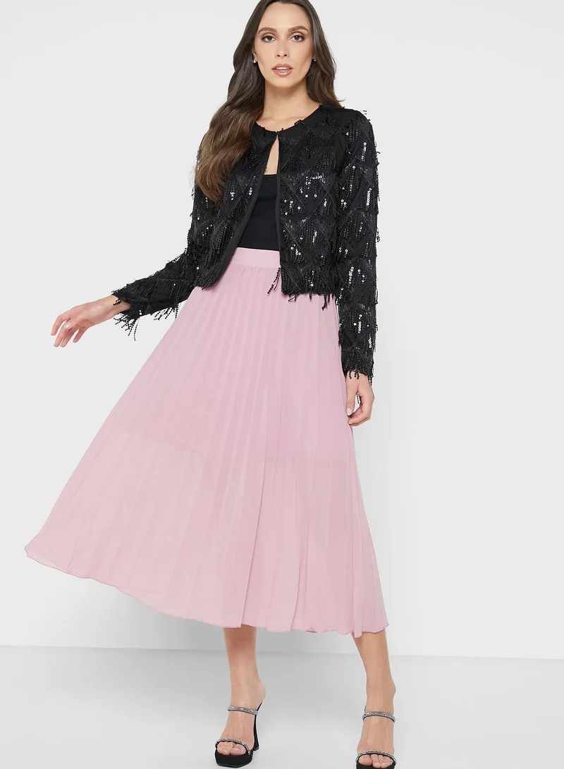 QUIZ Pleated Detail Chiffon Skirt