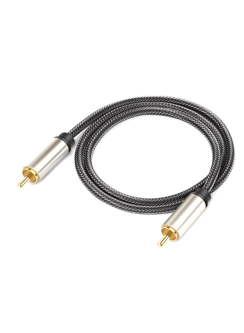 igeekwell RCA Subwoofer Cable Digital Coaxial Audio Male to Male Split-Tip Plug 24K Gold-Plated Nylon Braided for DVD, Speaker, TV, Soundbar (3M 1PACK) - Image 1