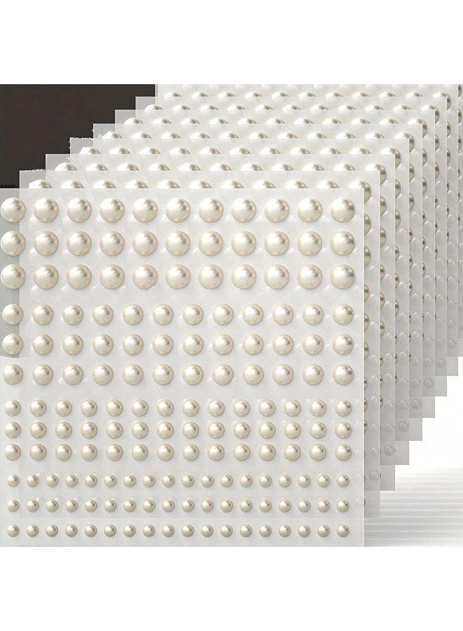 YSR VEF 2 Sheets 3D Self Adhesive White Pearl Body Eyeshadow Sticker, Women Nail Art Decoration Kids DIY Craft Accessories - Image 4