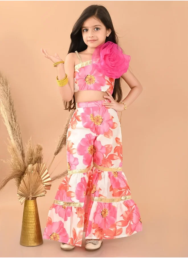 ليل بيكس Printed Top with Sharara Set