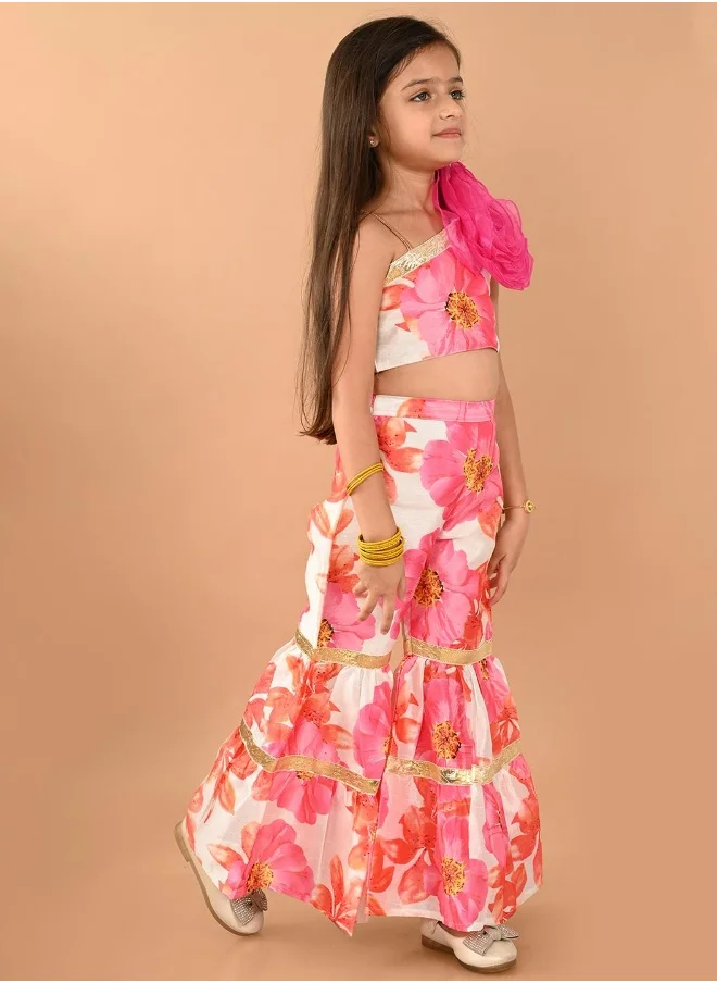 ليل بيكس Printed Top with Sharara Set