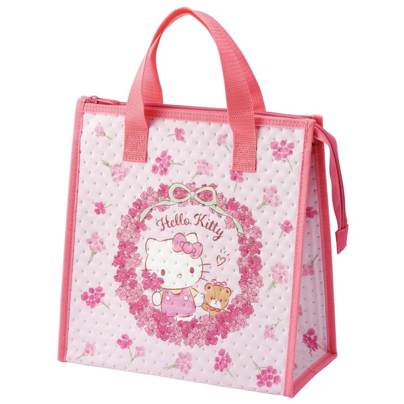Skater FBC1-A Lunch Bag, Non-Woven Insulated Bag, Hello Kitty Flower Wreath, Sanrio - Image 1