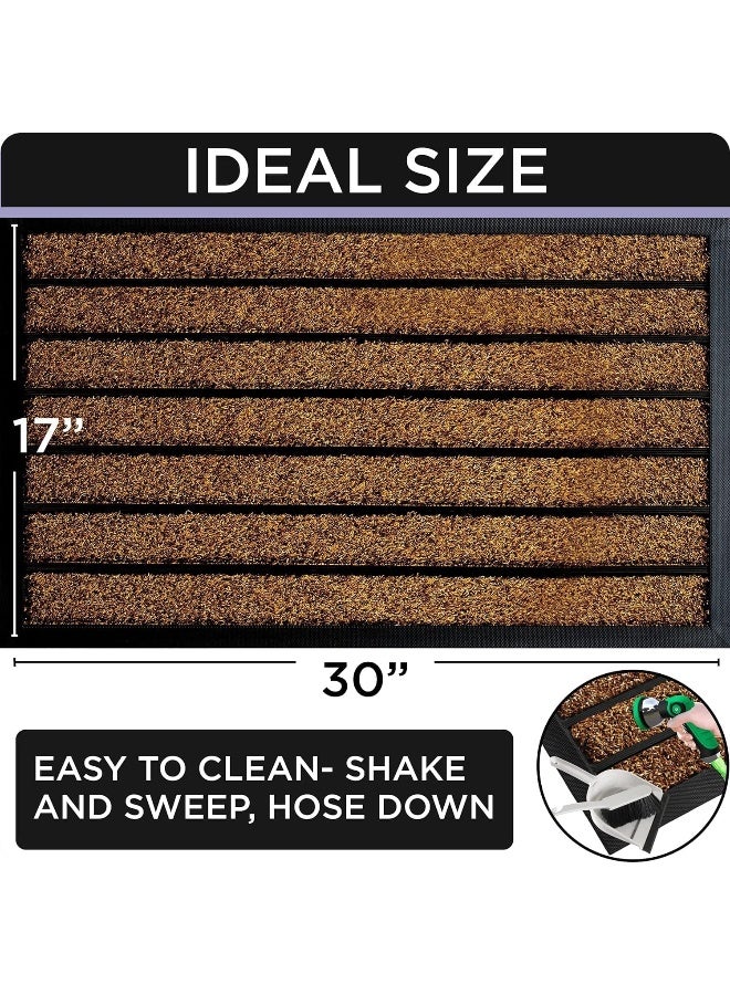 ubdyo Extra Durable Door Mat - Dirt Trapping Outdoor Welcome Mats - Non-Slip Outdoor Door Mats - Low Profile Front Door Mat - Indoor (30" X 17", Bright Brown)  - Image 4