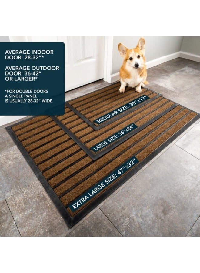 ubdyo Extra Durable Door Mat - Dirt Trapping Outdoor Welcome Mats - Non-Slip Outdoor Door Mats - Low Profile Front Door Mat - Indoor (30" X 17", Bright Brown)  - Image 3