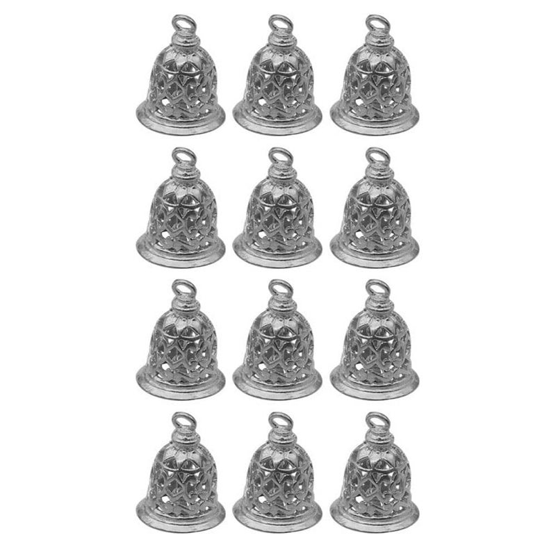 Mini Craft Bells Charms Pendants for Jewelry Making Bag Accessories Vintage Decor,12PCS (Silver, 12.5 x 10 mm)