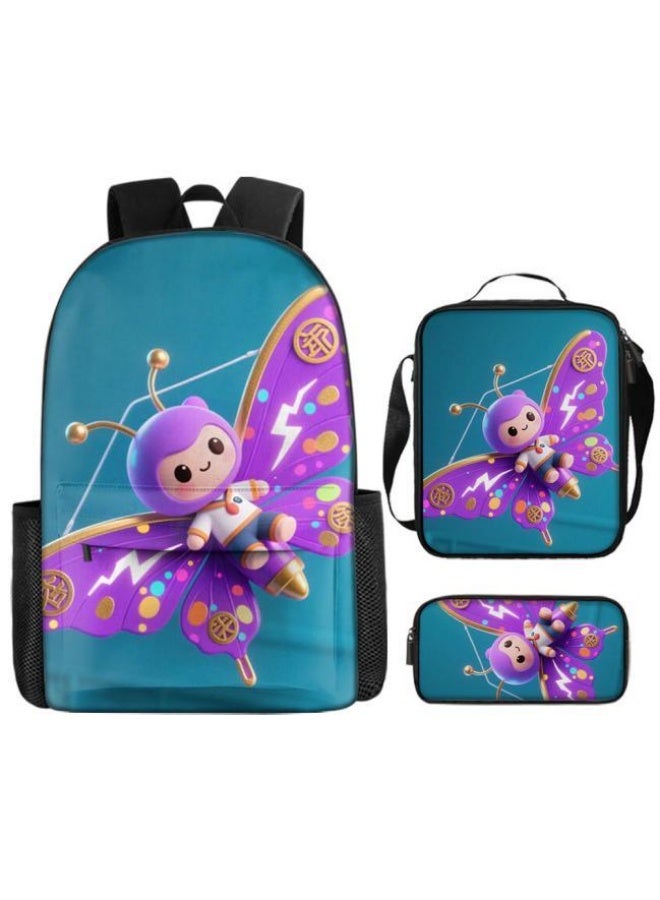 Bright Li Fire The trend is not the same! Cartoon bag three-piece set, to meet the wearing needs of students and teenagers (students, children, friends can be used for outings, mountain climbing, school, etc.) - 71 - Image 2