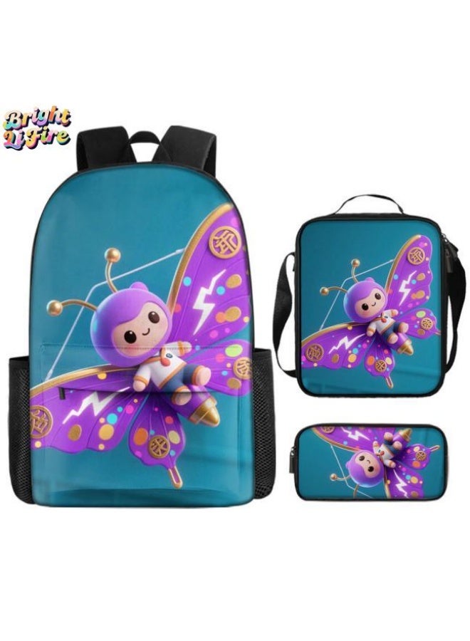 Bright Li Fire The trend is not the same! Cartoon bag three-piece set, to meet the wearing needs of students and teenagers (students, children, friends can be used for outings, mountain climbing, school, etc.) - 71 - Image 1