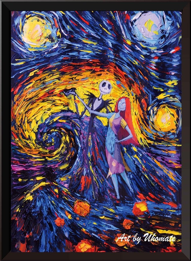 Uhomate 4 pcs Jack Sally Jack and Sally Nightmare Before Christmas Vincent Van Gogh Starry Night Posters Wall Art Wall Decor Bedroom Bathroom Artwork M038 (13X19) - Image 3