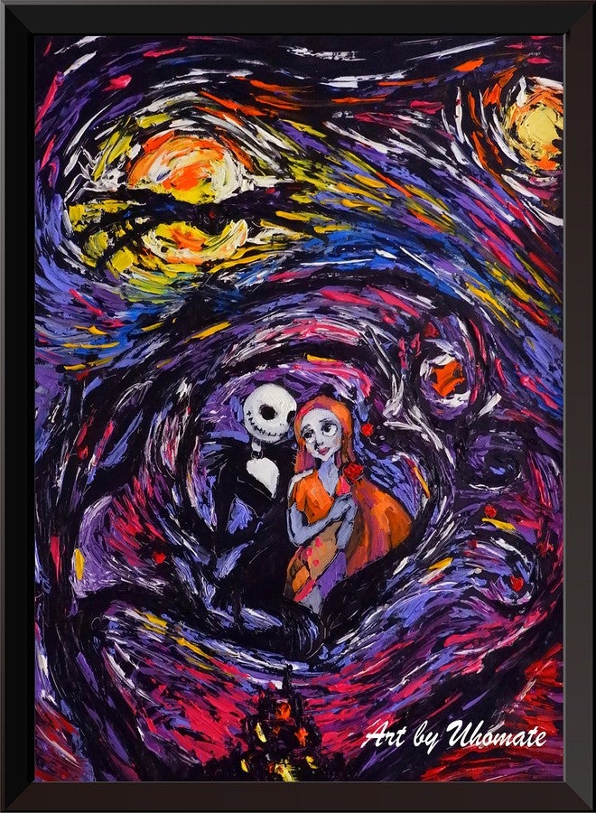 Uhomate 4 pcs Jack Sally Jack and Sally Nightmare Before Christmas Vincent Van Gogh Starry Night Posters Wall Art Wall Decor Bedroom Bathroom Artwork M038 (13X19) - Image 5