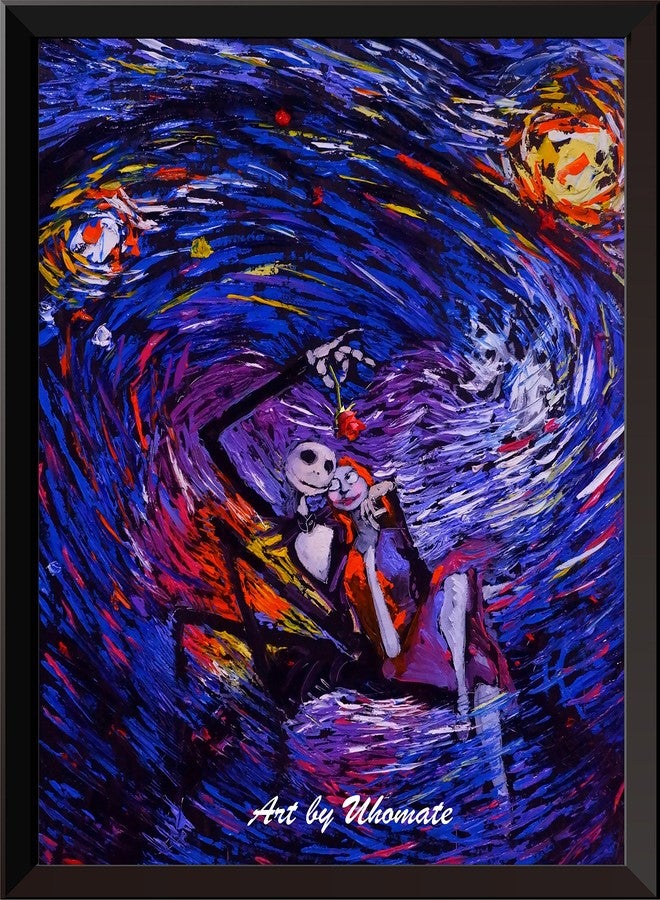 Uhomate 4 pcs Jack Sally Jack and Sally Nightmare Before Christmas Vincent Van Gogh Starry Night Posters Wall Art Wall Decor Bedroom Bathroom Artwork M038 (13X19) - Image 4