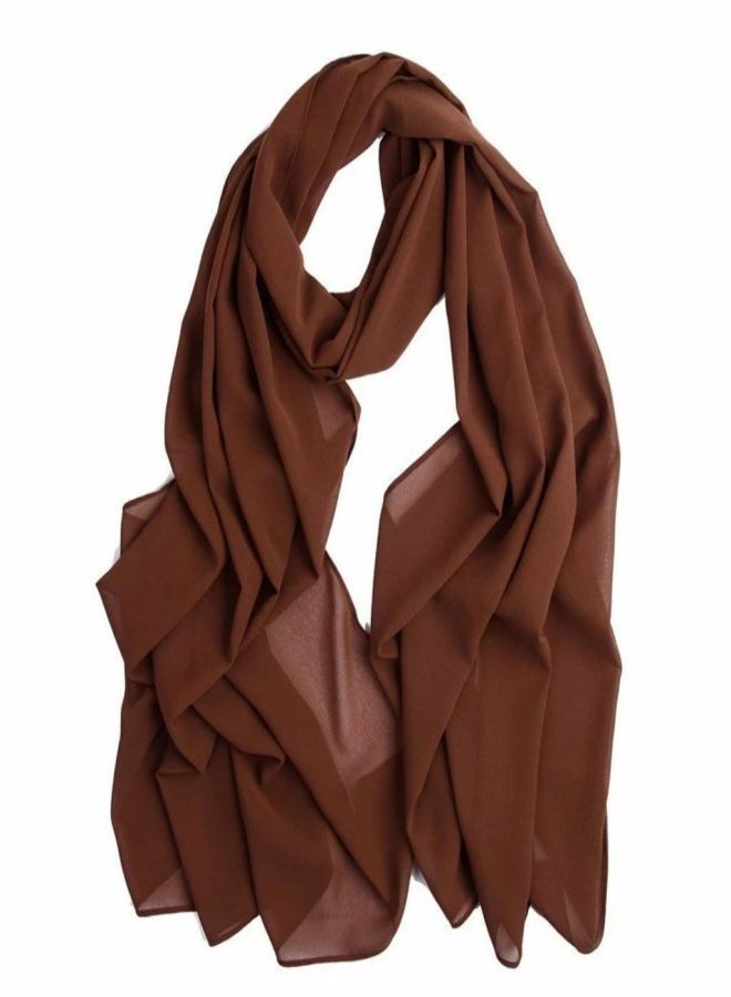 Fatah Long Chiffon Crepe Scarf - Color Dark Coffee Powder 