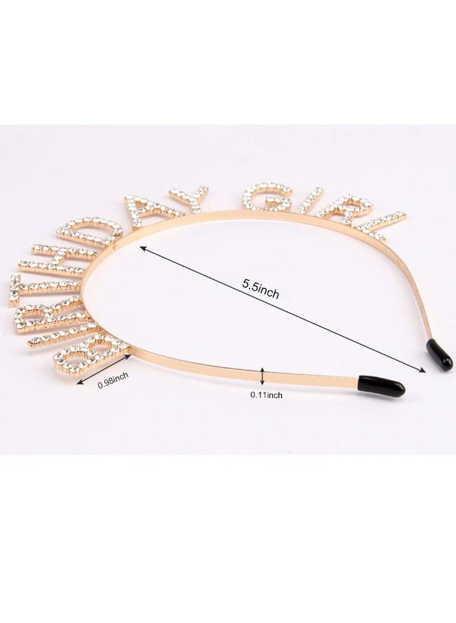 Birthday Crowns for Women, Birthday Girl Sash & Rhinestone Headband Set, Gold Glitter Birthday Sash Birthday Headband, Sweet Happy Birthday Gifts Party Decorations Hair Accessories - Image 4