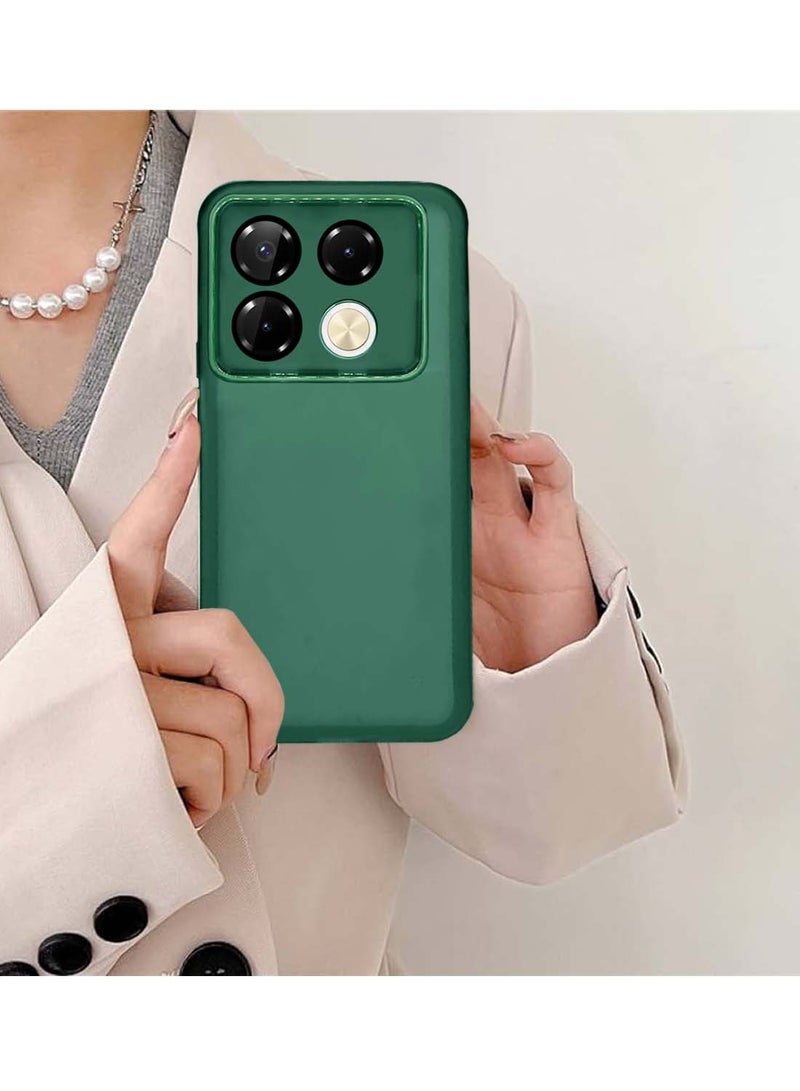 Wtech Infinix Note 40 5G 2024 Soft Transparent TPU Silicone Ultra Thin Phone Stylish Electroplated Camera Border Back Case Cover - Dark Green - Image 4