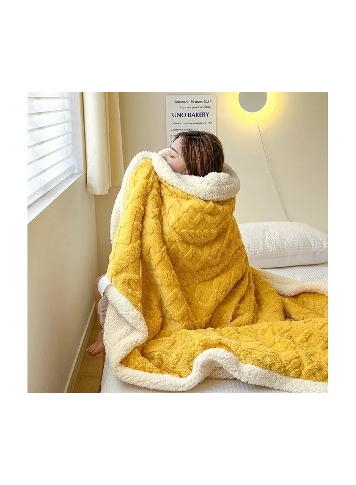 A.M Cashmere Lamb Plush Blanket, Double-Sided Nap Blanket, Sofa Blanket, Winter Thickened Coral Velvet Blanket, Gift for Family, Suitable for Keeping Warm at Home - Image 1